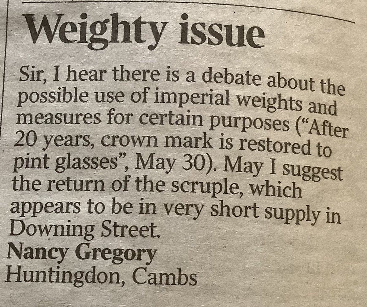 Letter in today’s Times