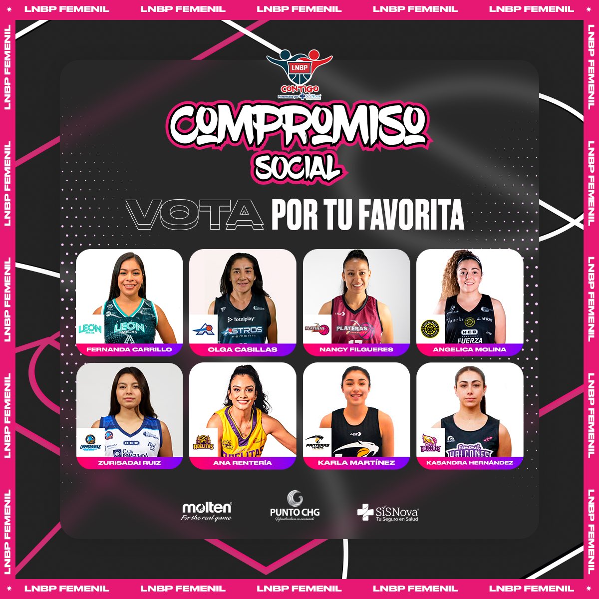 LNBPFEMENIL's tweet photo. NOMINADAS A #LNBPcontigo COMPROMISO SOCIAL ⛹🏻♀️🏀
VOTA POR TUS JUGADORAS FAVORITAS ❌ 🗳 ⛹🏻♀️🏀 #LoMejorDeLoMejor de la @LNBPfemenil
https://t.co/i0XnBPJQVL
#JuntosHaciendoHistoria #SomosImparables #LNBPfemenil #nuevaera @moltenmex @sisnovamx @puntochg https://t.co/r2X1DTko9q