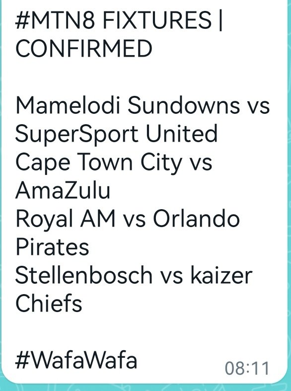 Ngcobo2010SE's tweet photo. My #MTN8 Fixture was not bad at all โ๐ฟ ๐
#WafaWafa #AdvTeffo #Cardoso #BafanaBafana #McG #EvaNga #Grade12 #Midrand #Marriage #StandardBank #Sundowns #Hawks #Afriforum #SenzoMeyiwa @MTN8 @MTNza https://t.co/fJv3TjHDoO