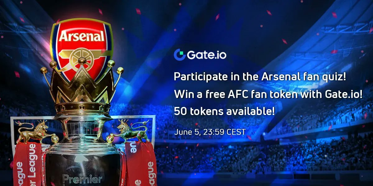 Gate's tweet photo. 😍Participate in the @Arsenal  fan quiz: https://t.co/QccaWnWN5e 

Come and win an Arsenal fan token! Only 50 AFC coins are available!🎁

👉Retweet the poster to have a better chance of winning a token!
👉Make sure to have the correct hashtags in the post: #Gunners #AFCfantoken https://t.co/712k1t1UPS