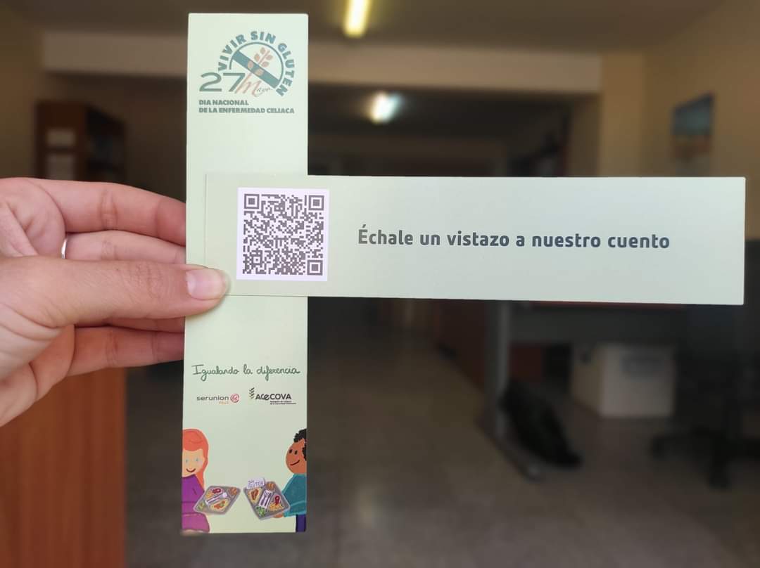 Acecova's tweet photo. TOD@S los niñ@s de comedores escolares de @Serunion #ComunidadValenciana, recibieron este marcapáginas de "Igualando la diferencia" para conmemorar el Día de la Enfermedad Celíaca #DNEC
Código QR con el cuento de Ana y Pau, su nuevo amigo, que es celíaco
https://t.co/etwFv2bzgP https://t.co/13eK2I1YSs