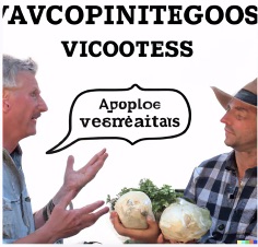 Dois fazendeiros conversando sobre pássaros e vegetais