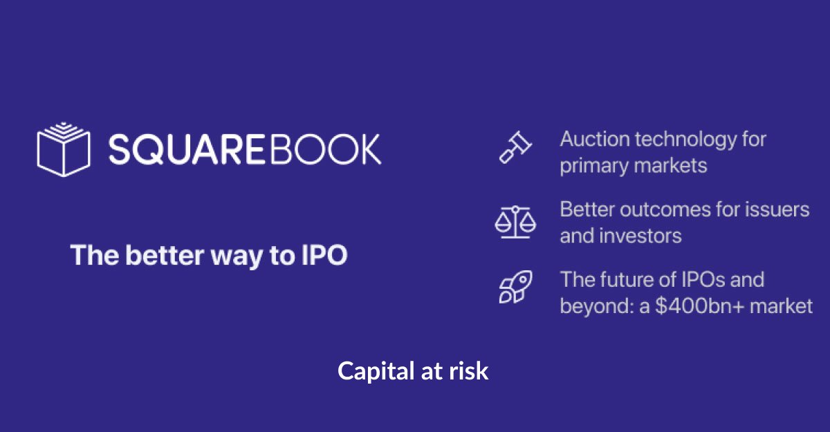 <a href="/squarebookltd/">SquareBook</a> is making IPOs fairer &amp; more transparent!

Putting companies in control of their own raise, de-risking the process and bringing innovation to a market worth over $400 billion! 🔥

Get priority access here👇
bit.ly/3GyEUma