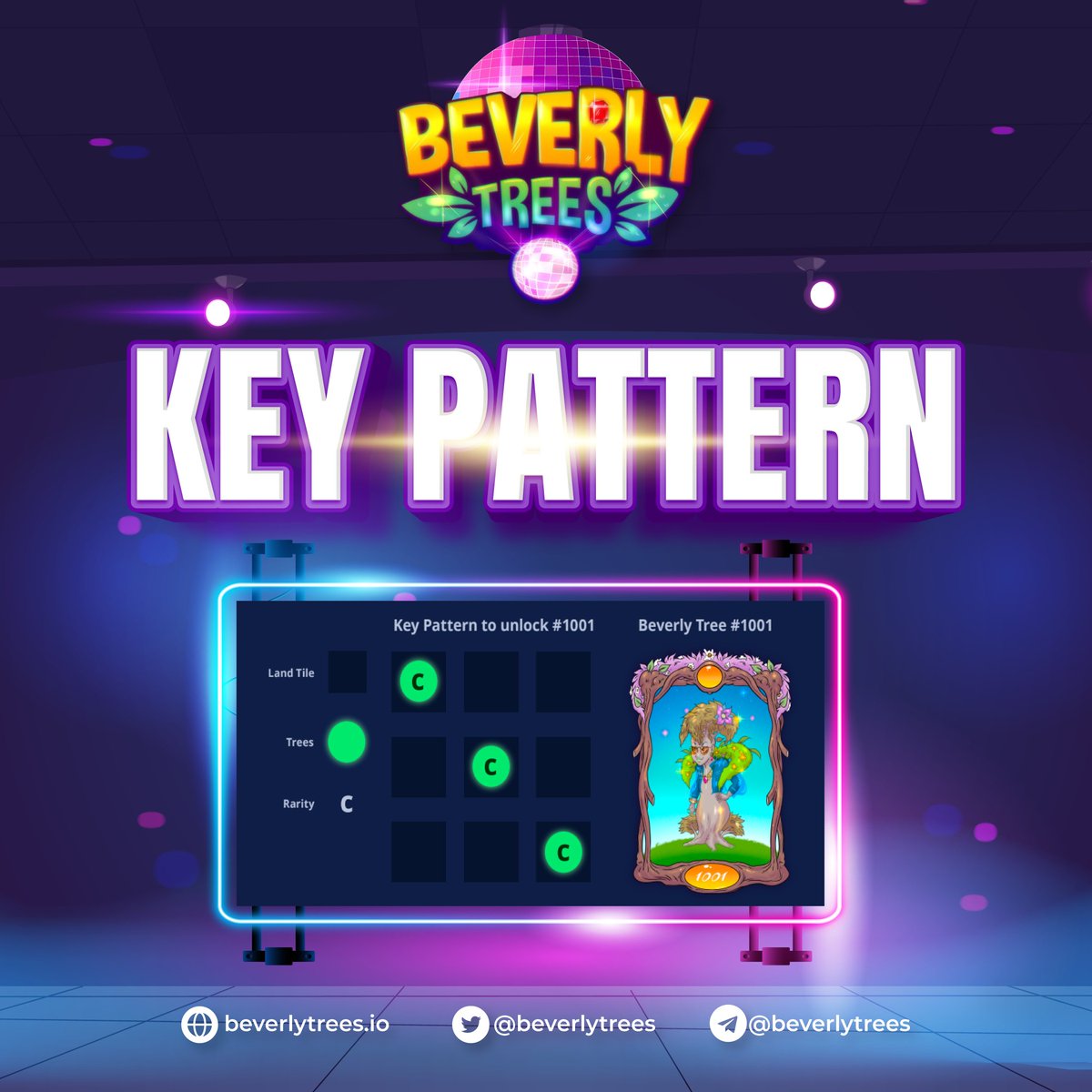 Did You Know 🤔💭

Players can create a key pattern for them to be able to purchase BeverlyTrees $BTN?! 🌳

Each $BTN has a unique Key Pattern that players can check on the Beverly Catalog. 

Learn more how it works 👉 Beverlytrees.io

#P2E #crypto