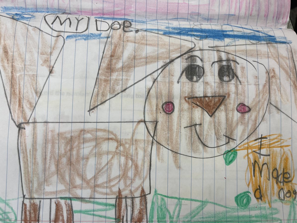 PamMarks19's tweet photo. Love how my Kinders made a dog using 2D shapes.  #mathjournals #loveKindergarten @HEShurricanes https://t.co/h9yAS1GItx