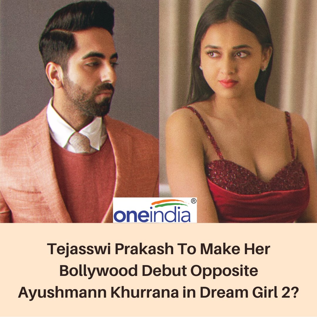 Oneindia's tweet photo. .@itsmetejasswi may make her Bollywood debut opposite @ayushmannk in sequel of #DreamGirl.

Reportedly, the #Naagin6 actor and #BiggBoss15 winner has auditioned for female lead part, and she is most likely to bag the project

#TejasswiPrakash #KaranKundraa #AyushmannKhurrana https://t.co/SnaFWmy4pt