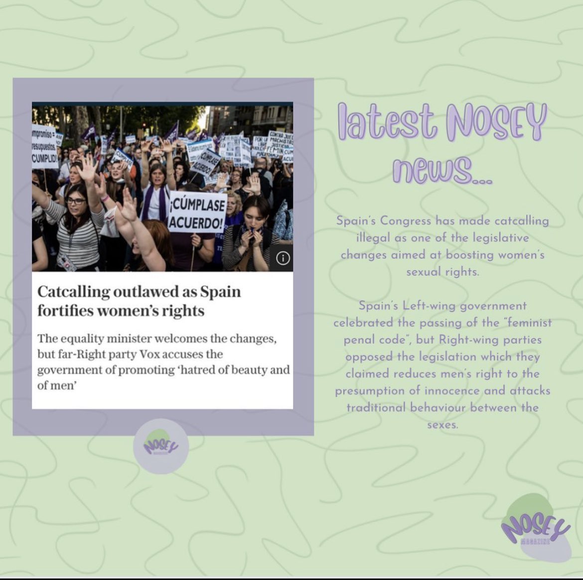 NoseyMagazine22's tweet photo. Nosey News🗞

Do you think England should follow suit and make catcalling illegal?

#noseymagazine https://t.co/EvRK78i0U8