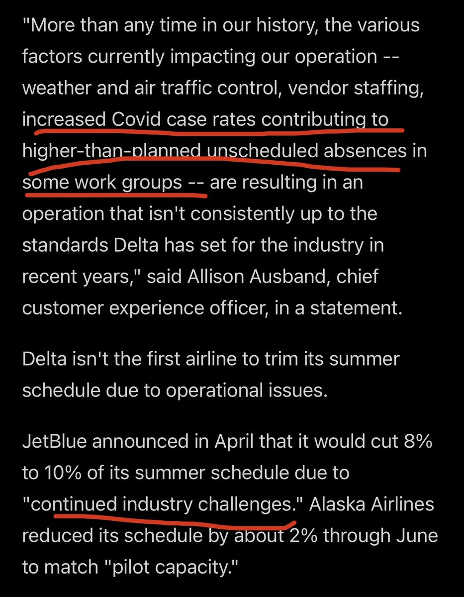 What a mess—7000 flights cancelled this past weekend, hundreds more cancelled this summer. <a href="/Delta/">Delta</a> admits all the #COVID19 cases is wreaking havoc on flights. Maybe Delta’s CHO @henrytingmd should not have been so arrogant last month about being post-COVID. cbsnews.com/news/flights-c…
