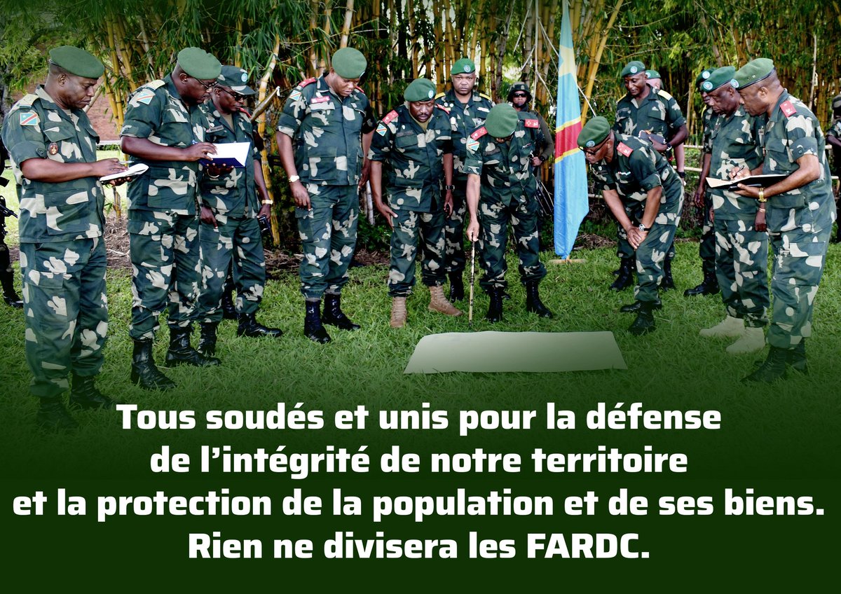 GouvNordKivu's tweet photo. Tous soudés et unis pour la défense de l'intégrité de notre territoire et la protection de la population et de ses biens. Rien ne divisera les FARDC. @FARDC_off @Presidence_RDC @AssembleeN_RDC @Com_mediasRDC @PatrickMuyaya https://t.co/bPsUzkSO8R