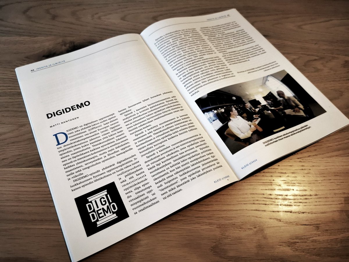 DIGIDEMOhanke's tweet image. Lue DIGIDEMO-hankkeesta myös uusimmasta Kleio-lehdestä #digidemo #hyol #kleio #demokratiakasvatus #lops2021 #lukiokoulutus