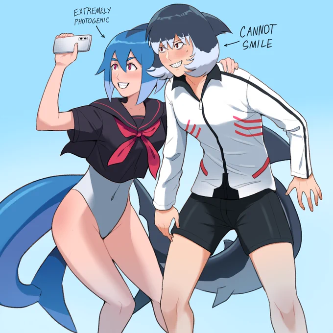 Japanese shark girl meets American shark girl
#MoriOcs 