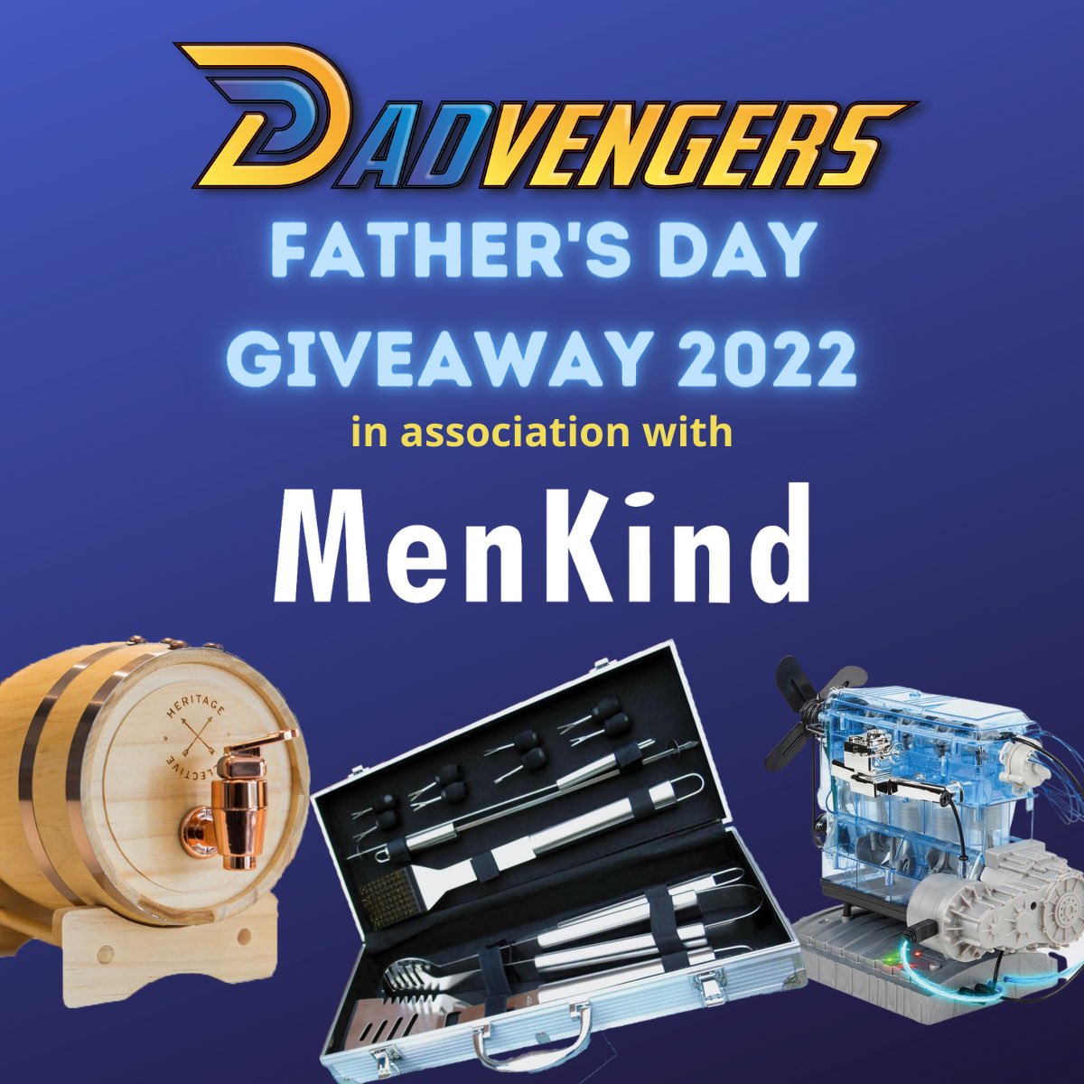 Dadvengers's tweet photo. For entries to be valid you MUST tag our relevant social media account. Prize is…
1 x BBQ Tool Set 
1x Mini Whiskey Barrel 
1 x Hybrid Engine Model 

Competition closes Sunday 12th June 2022 at 23:59. T’s&amp;C’s apply

If you know a dad who would love this, why not let them know? https://t.co/UGOGMpw05f