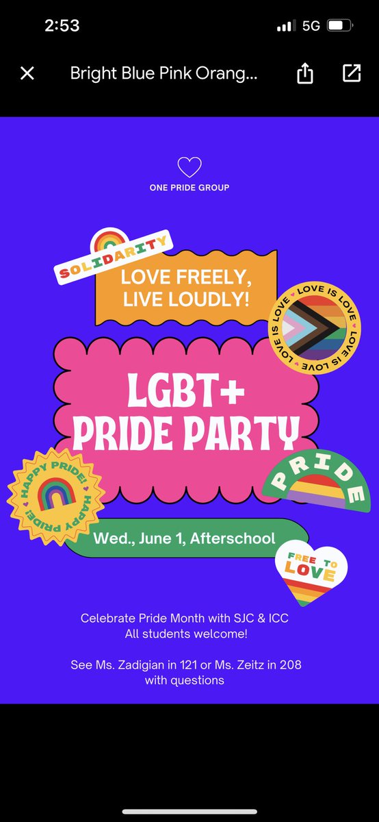 Pride Party Wed. after school in cafe 125! All are always welcome to attend. No late bus… #wearebarrons @whsmadamezeitz @WHSBarronPride @whs_sjc @WHS_DEI @whs_icc