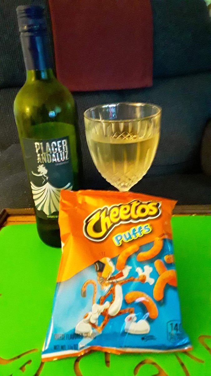 EPoLovesCoCo's tweet photo. Dear @ChesterCheetah , 
If you ever need a vacation, I think my 92yo Nana has the Cheetos Puffs passion necessary to stand in for you. She's also got some fresh marketing ideas— who knew they paired so well with chardonnay? https://t.co/IxcDVxFKqC