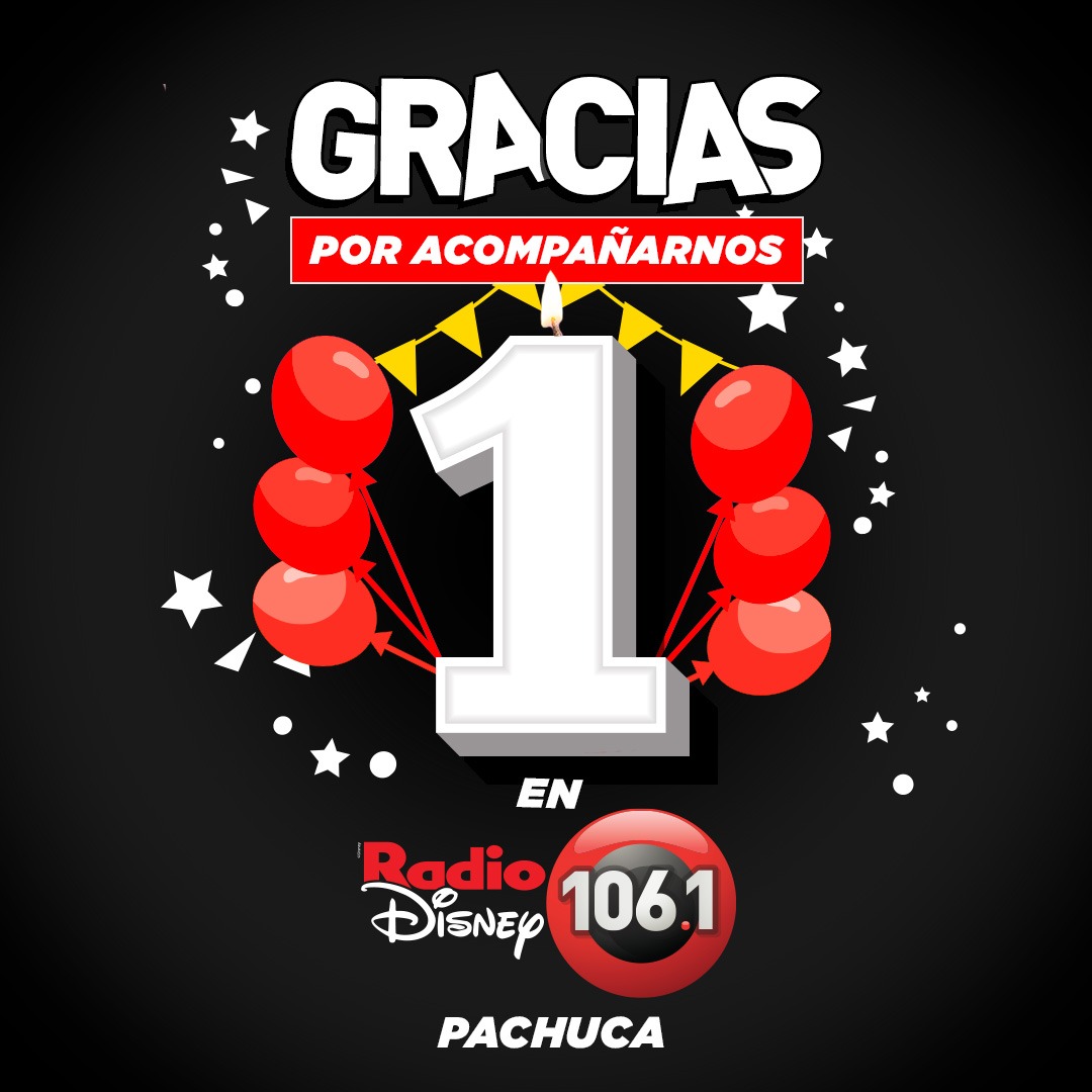 RadioDisneyMX's tweet photo. ¡Hoy cumplimos un año en Radio Disney Pachuca 106.1! 🥳 

Gracias por acompañarnos día con día y ser parte de nuestra familia. ❤️📻🎙️
#RadioDisneyPachuca https://t.co/oHboWd2DHA