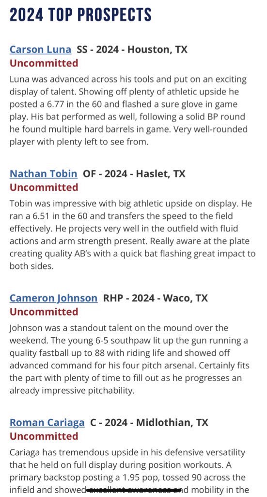 PG_Scouting's tweet photo. Top Prospect List from the Sunshine Texas @PGShowcases 

@PG_Uncommitted @Texas_PG 

🔗 https://t.co/KRv8Y44SCR https://t.co/xxdGUMJV8a