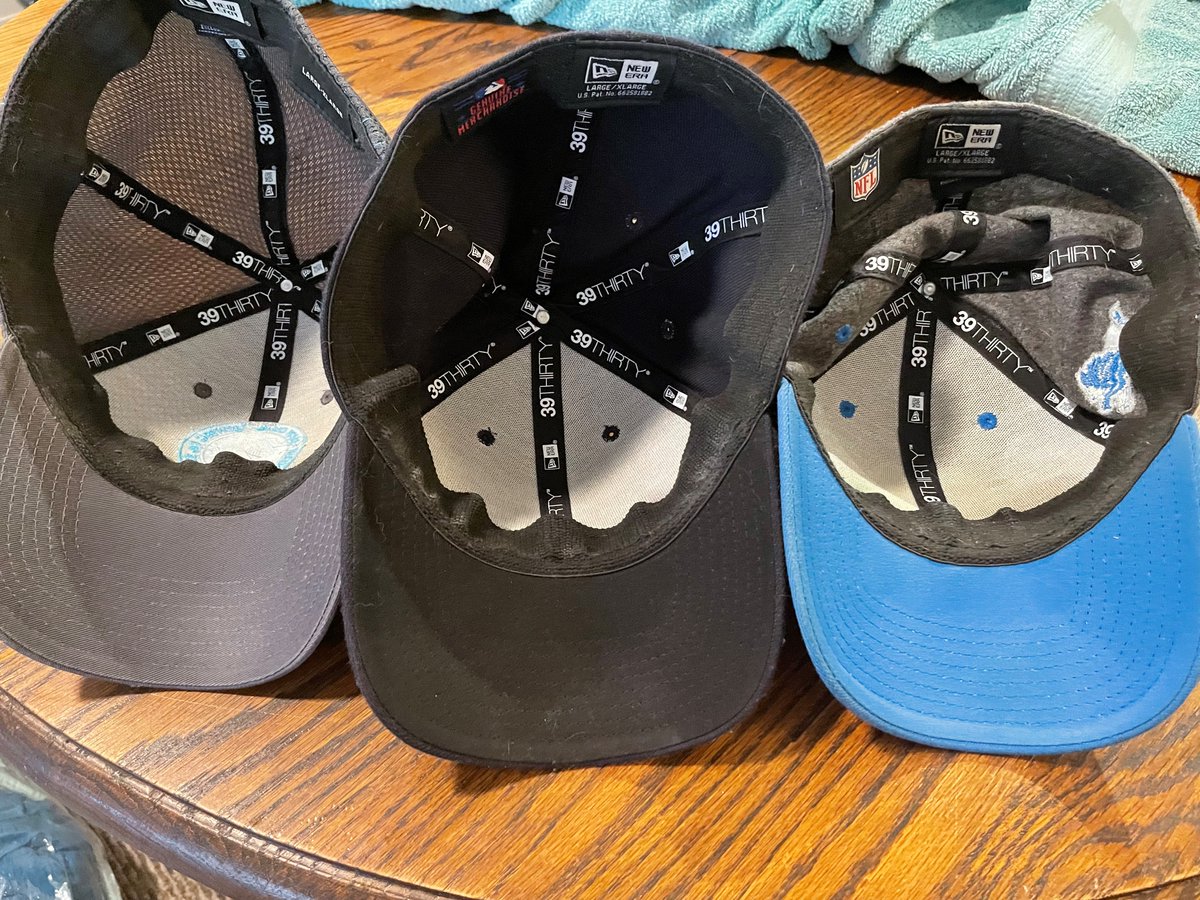 Workforce_Jon's tweet photo. @NewEraCap Will the inside of the hat fall apart in less than 3 months of wearing? I can see it happening to one, but it happened to every 39Thirty hat I've bought. https://t.co/ugdM7ZCldP