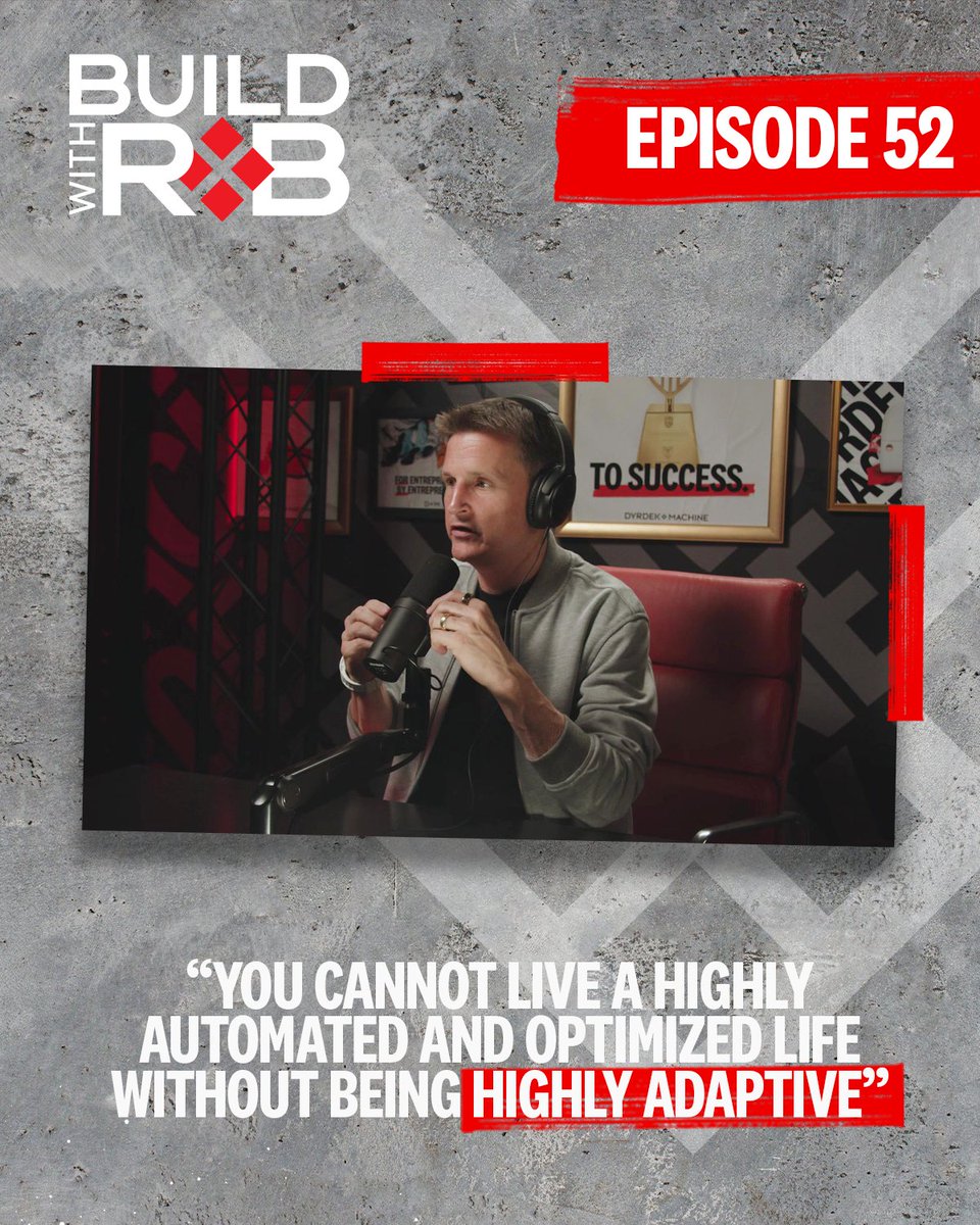 dyrdekmachine's tweet image. In order to live a highly optimized, effortless life, you must automate and adapt.

In episode 52 of #BuildWithRob, @robdyrdek takes a deep dive on his tried and true systems that make up the Machine Mindset.

Listen here: apple.co/3NILadw