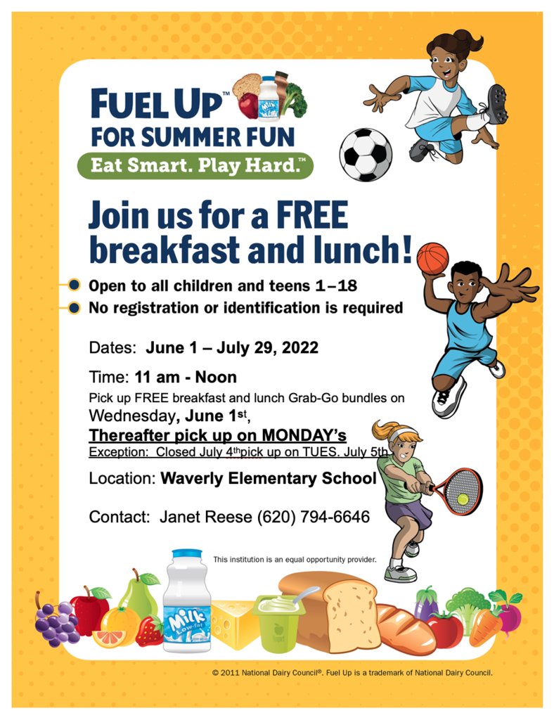 Waverly_Schools's tweet photo. Waverly Schools will have summer meals beginning with the first pick up TOMORROW, Wed. June 1 at WGS from 11am-12pm! After this week, pick up will be on Mondays at WGS with pick up time 11am-12pm.  Each child will receive a week's worth of meals.
#itsagreatdaytobeabulldog https://t.co/TaiJ47g6th
