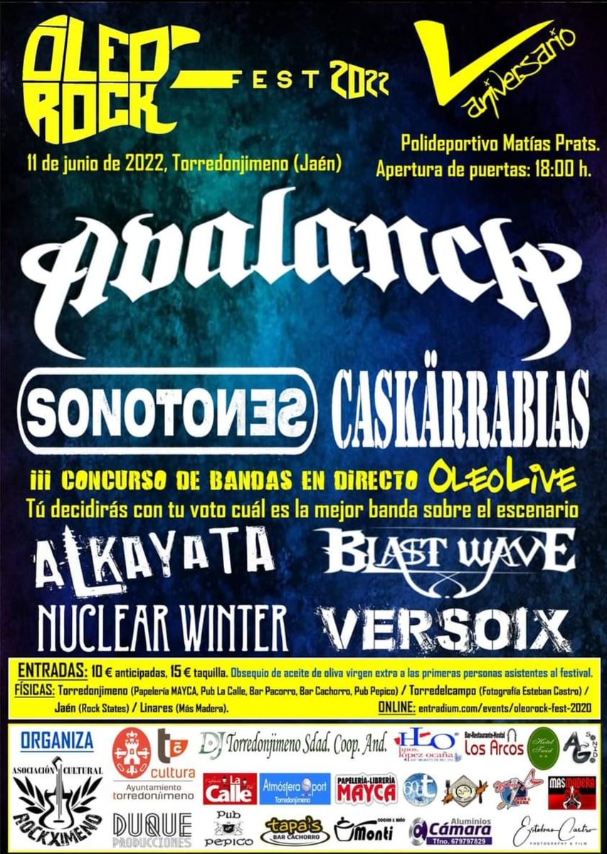 Este evento totalmente familiar incluye el III Concurso de bandas en directo con la participación de "Alkayata", "Blast Wave", "Nuclear Winter" y "Versoix" y las actuaciones de "Sonotones", "Caskärrabias" y "Avalanch".