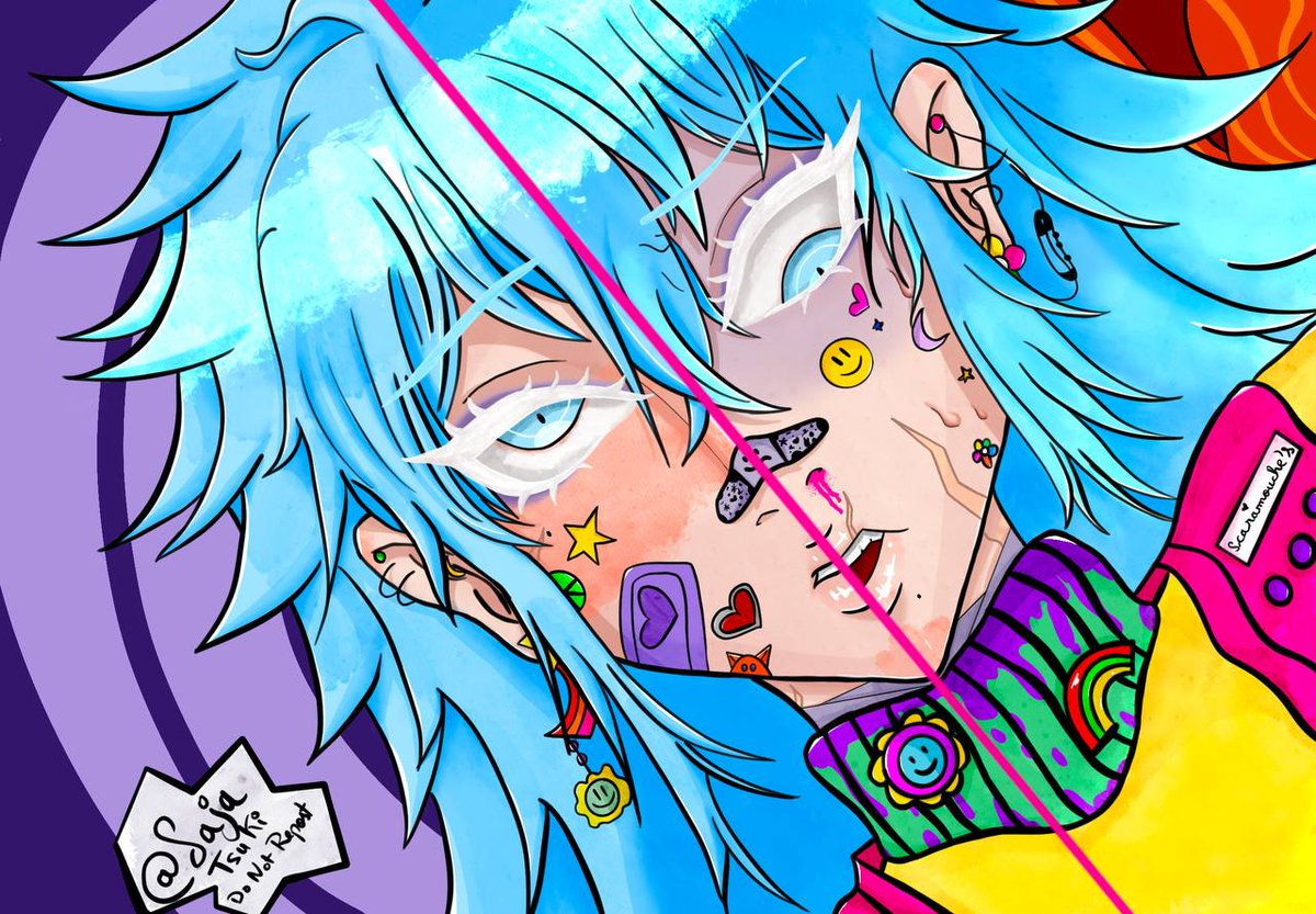 Chóngyún [long hair] in Danganronpa.
One side is casual face.
The other one is during his execution ( inspired by Céleste Ludenberg. )

#Chongyun