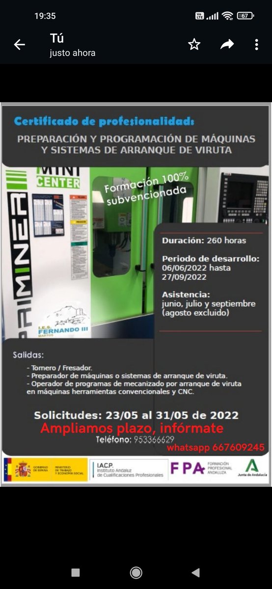 JaviGallardoRam's tweet photo. Certificado de profesionalidad en el @IESFernandoIII , consulta sin compromiso te esperamos. https://t.co/9BOX5z7kSw