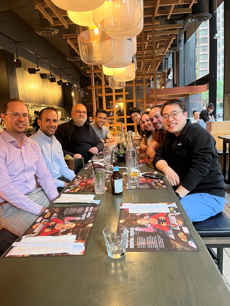 NYUGSOM_HemeOnc's tweet photo. May's monthly wellness social dinner with Dr. Abraham Chachoua. #throwbackTuesday #fellowwellness #hemeoncfellowship #NYUFellowship https://t.co/HVfxfsJfnl