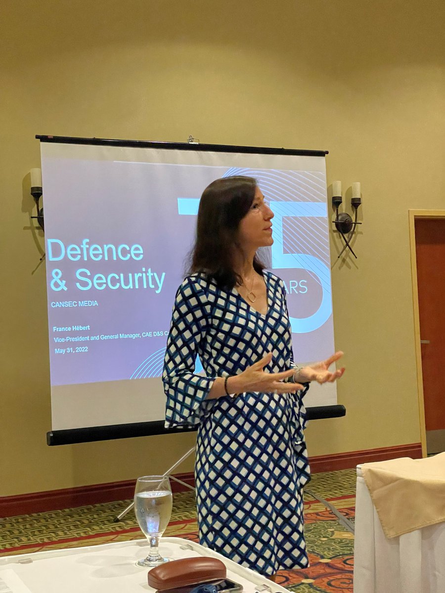 CAE_Defence's tweet photo. In #Ottawa today, ahead of @CadsiCanada #CANSEC2022, @FranceHebert6, Vice-President &amp; General Manager, @CAE_Defence #Canada briefed defence trade media on CAE’s Canada region &amp; programs. It was a pleasure to host and showcase how we are supporting Canada’s #military preparedness. https://t.co/0V7KmNbSy6
