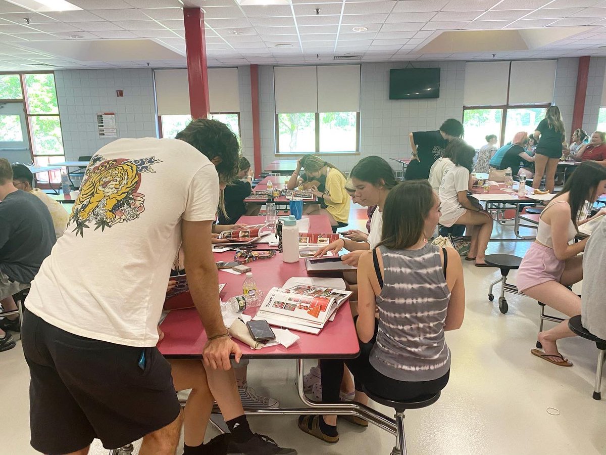 TyngsboroughPS's tweet photo. Senior week has begun! THS seniors started their day receiving their yearbooks with breakfast and then heading over to Altitude trampoline park๐พ๐พ #tpsprepares #seniorweek2022 https://t.co/3tv8axllDJ