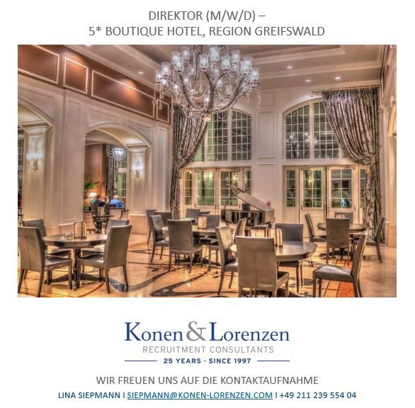 HOT JOB!
Für ein 5* Boutiquehotel mit 48 Zimmern und gastronomischen Outlets auf höchstem kulinarischem Niveau suchen wir zum nächstmöglichen Zeitpunkt einen Hoteldirektor (m/w/d).
lnkd.in/eq4yeD2v

#job #konenlorenzen #hotelmanagement #hotel #generalmanager #boutiquehotel
