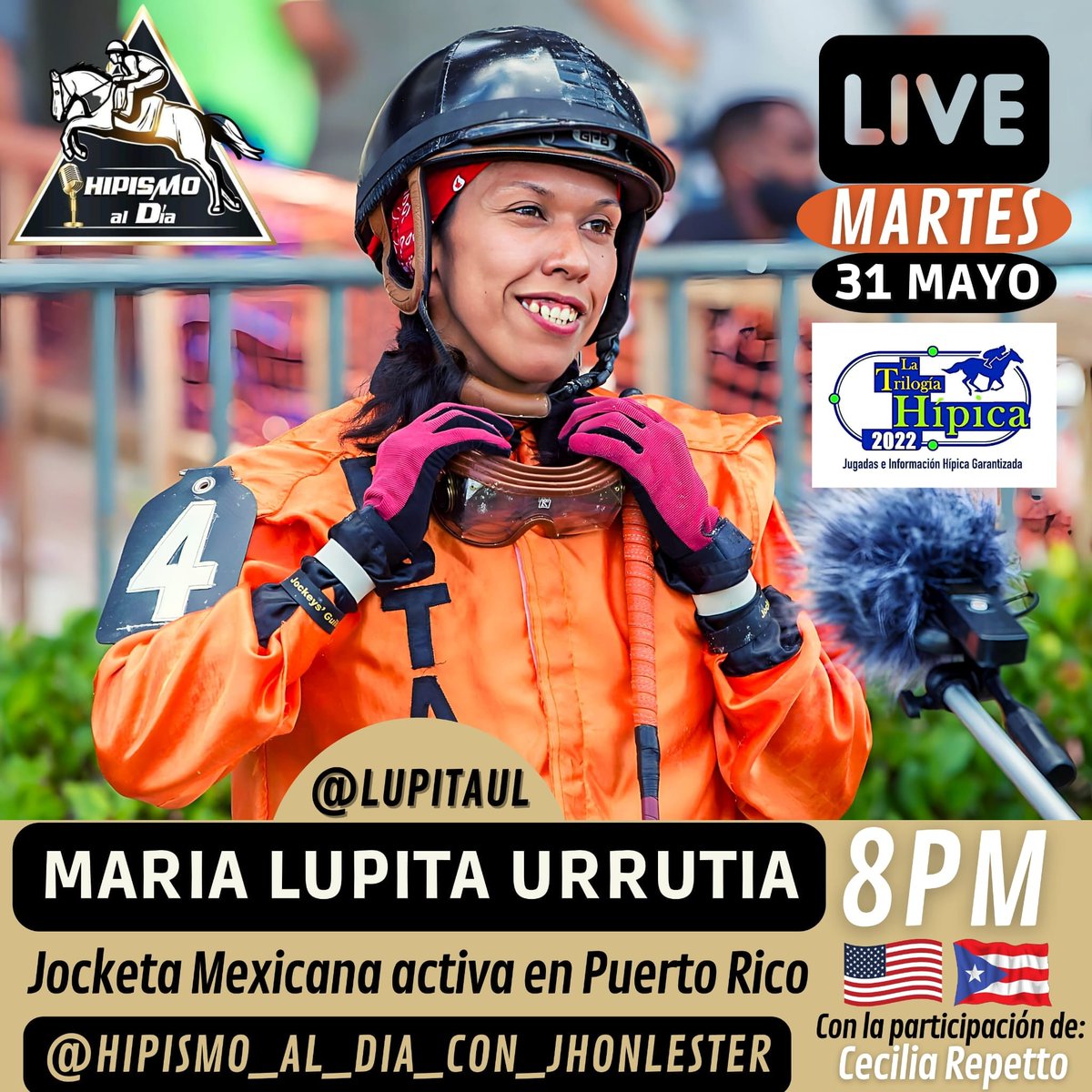 HipismoDia's tweet photo. #Conversaremos con Maria Lupita Urrutia 🇲🇽 Jocketa Mexicana, que hace campaña en Puerto Rico 🇵🇷 Vía #Live ➡️ @HipismoAlDíaconJhonLester 

Con la participación de la periodista @RepettoCecilia 

 @camareropr @lasjocketas @prhipismo https://t.co/D2gUpDXtqI