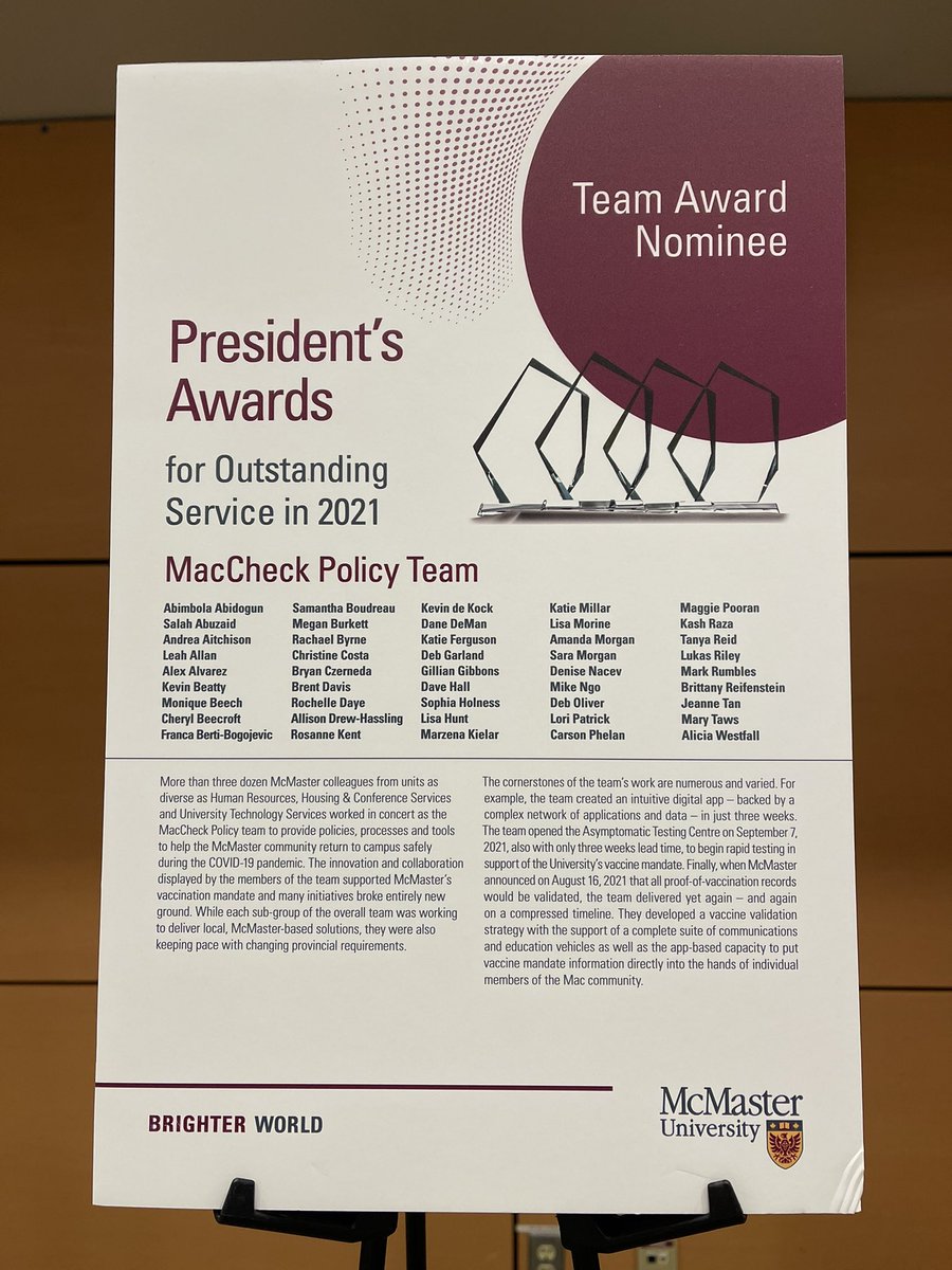 McMasterIT's tweet photo. Recognizing our @McMasterIT contributors and teams @McMasterU’s President’s Awards! Congratulations to ALL the amazing nominees and recipients #connectedMac #McMasterU #higheredIT https://t.co/OohfcIgnIP