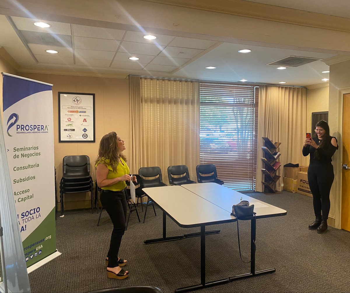 ProsperaUSA's tweet photo. We just finished hosting some local Latino entrepreneurs to help them finish honing, recording, and submitting their videos to participate in @spccsbc's #53Ideas Pitch Competition. Good luck to all participants! https://t.co/0caiLxKpGk
