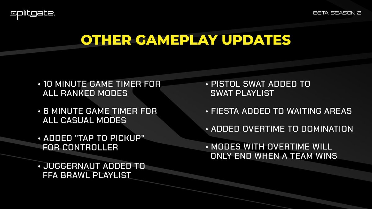 Splitgate's tweet photo. Splitgate is getting some gameplay changes in #BetaSeason2! 🕹️ 🔃 

Tap the graphics below for all the details: https://t.co/rnFBElSf3x