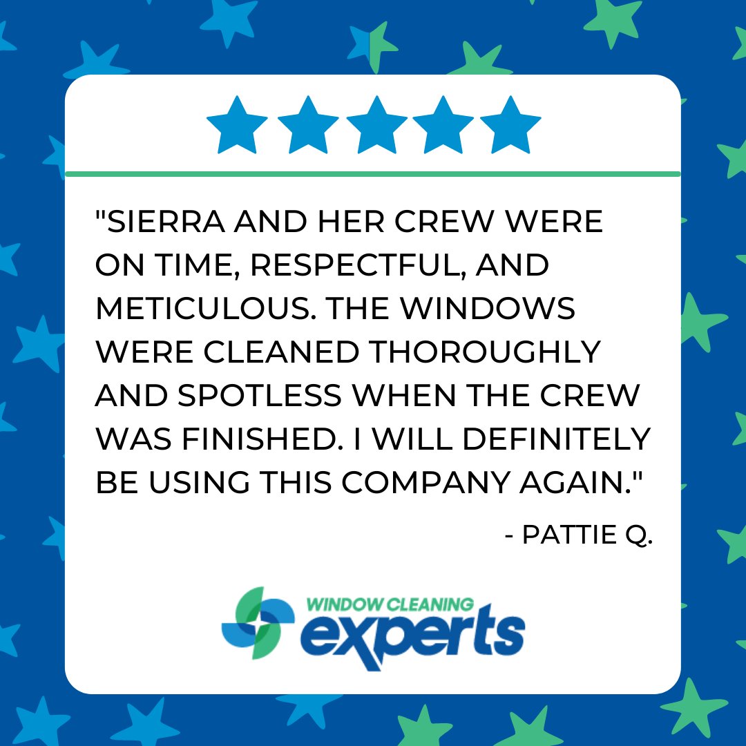 On-time ✔️ Respectful ✔️ Meticulous ✔️

We make sure that your windows are cleaned the first time! Thank you Pattie for the fantastic review.

Call us to book your appointment.

#TestimoialTuesday #WindowCleaningExperts #ShowOffYourHome