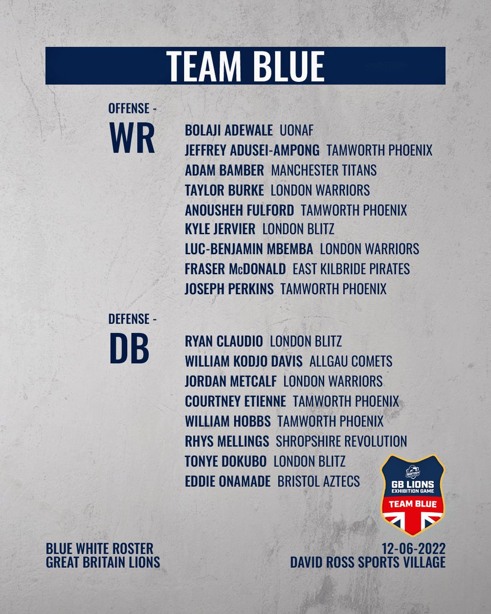 BAFAOfficial's tweet photo. Your Team Blue roster is made up of:
See anyone you know? 👀
(3/6)

#bafabwgame https://t.co/u1pi7cJ2DF