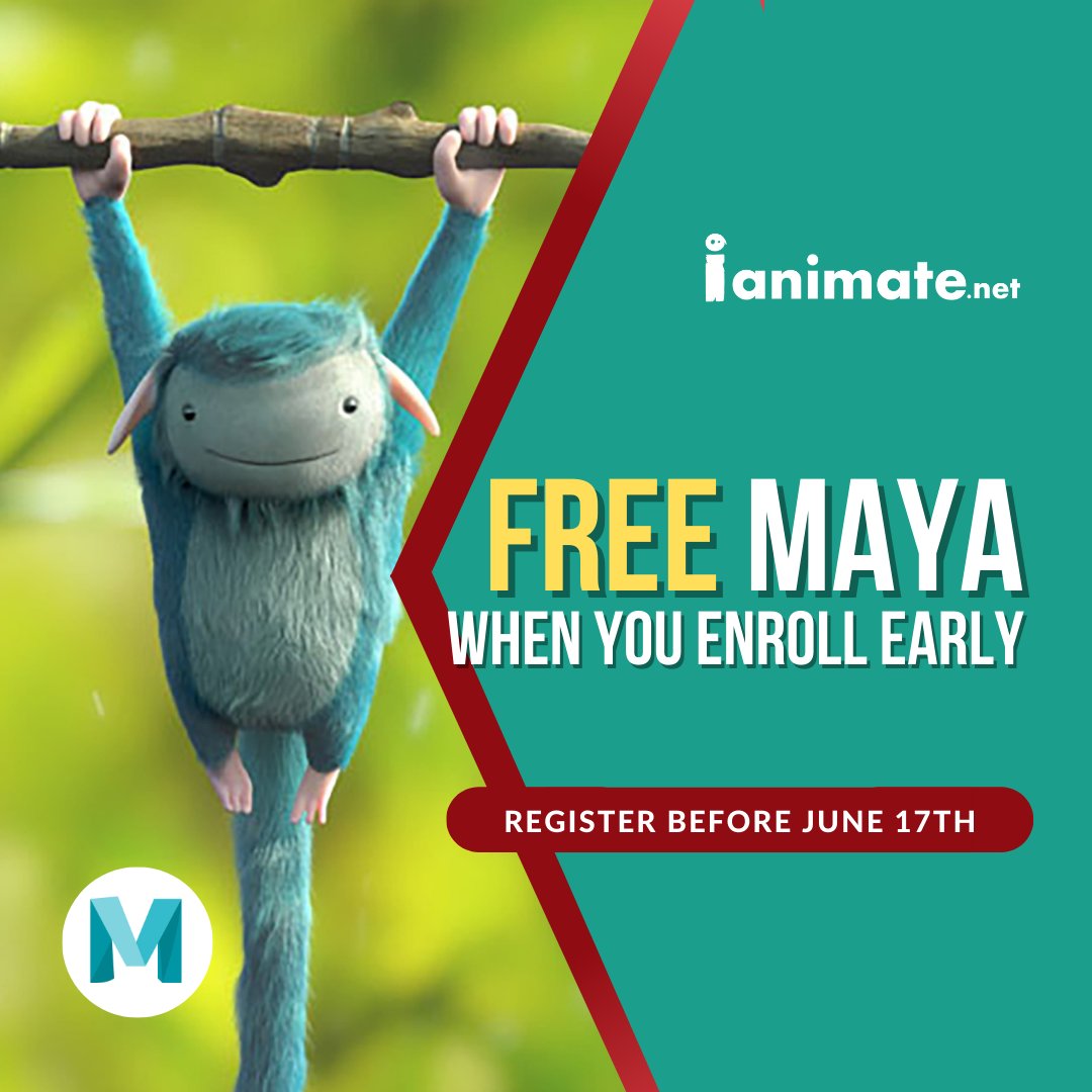 iAnimate's tweet photo. EARLY BIRD OFFER! ๐ฆ
โ๏ธ SIGN UP for YOUR iAnimate class, before 17/06/22 and get a 3 month Maya License for FREE!
Learn More: https://t.co/Q17qqhAE1T
#ianimate #createanimation #features #games #vfx #rigging #mayaanimation #maya #students https://t.co/oqaQHEGyWg