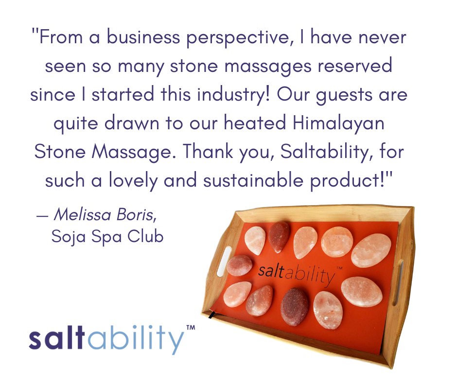 saltability's tweet photo. Upgrade your swedish massage services with the addition of Himalayan Salt Stone Massage! 🤲🧂😍

#himalaynsalt #pinksalt #saltability #spa #wellness #saltability https://t.co/fUfrAZlmJO