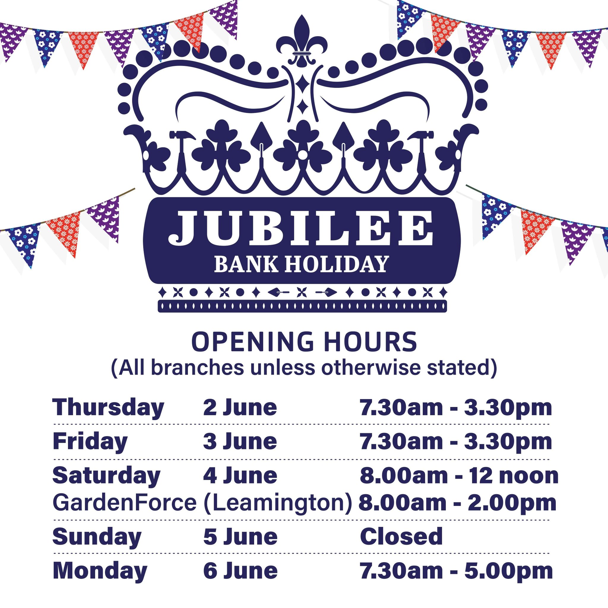 BPS Builders Merchants on Twitter "Jubilee opening hours...We are open throughout the Bank