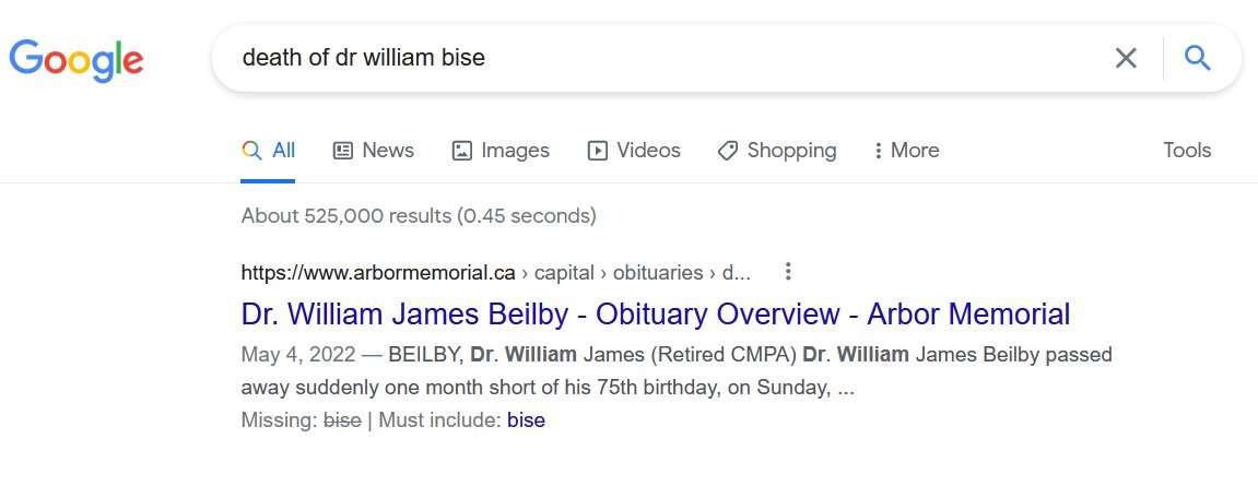 FringeViews's tweet photo. They don't want anyone to know about William Bise. Check out the top google result for the search.
This is surreal. HE EXISTS, but they give me a totally different man as the first search return?
#ObviousCoverup or #BrokenAlgo , you tell me. https://t.co/rGvjcxXeKG