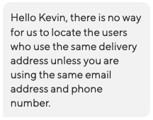 kevntao's tweet photo. @DoorDash @t_xu How does a $27.3B corporation that relies on 3 major components, users, orders, and delivery addresses not have the fundamental ability to identify delivery addresses without account information? I just need someone to remove my address from all accounts using it. https://t.co/fNWV20Yx7w