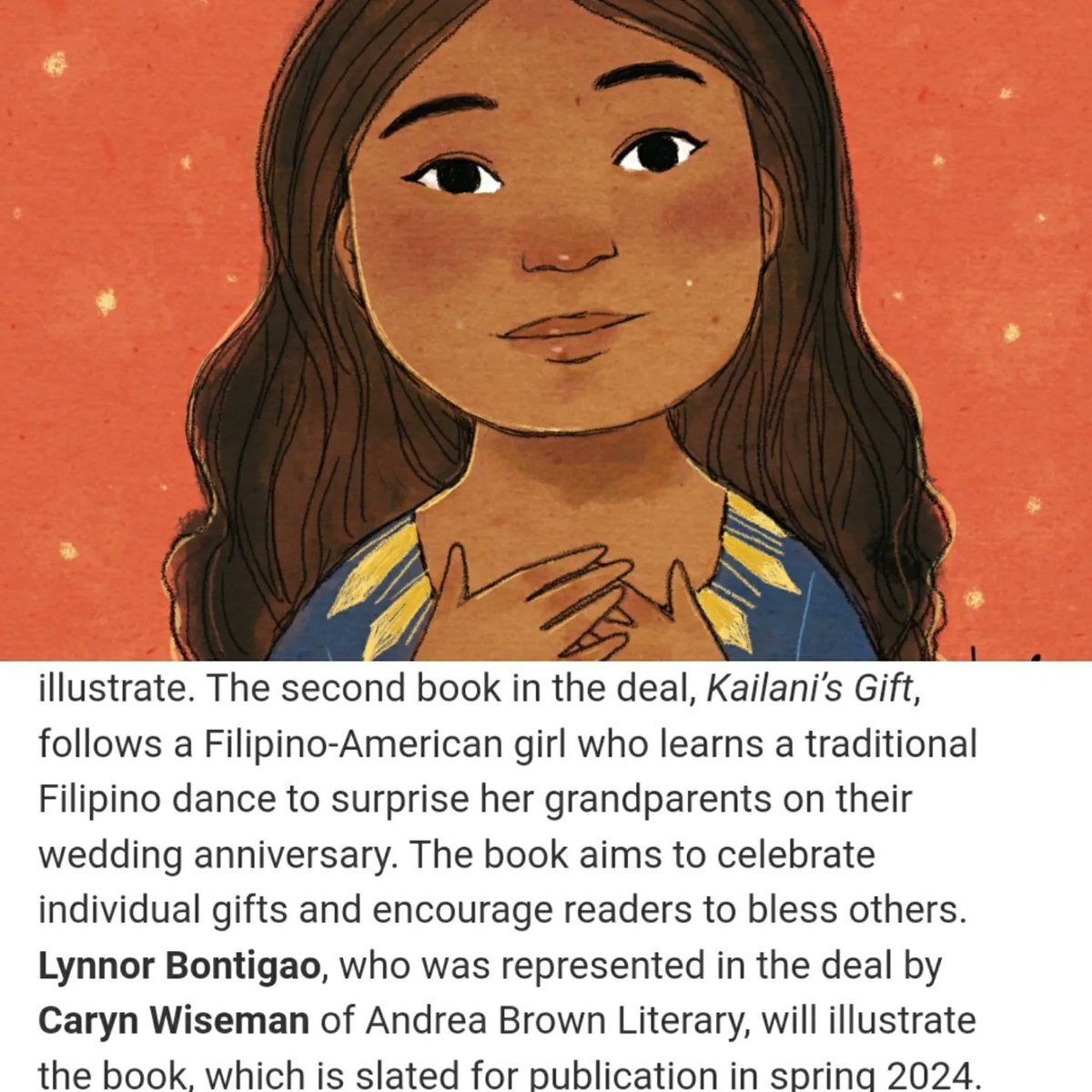 lynnorbontigao's tweet photo. @DorinaGilmore, author of Cora Cooks Pancit, gets 2-book deal w WaterBrook Multnomah out 2023 &amp; 2024. I have the honor of illustrating the 2nd book, KAILANI'S GIFT. It has everything I've always wanted to illustrate:family,food, tradition. https://t.co/lLdJJx58S8