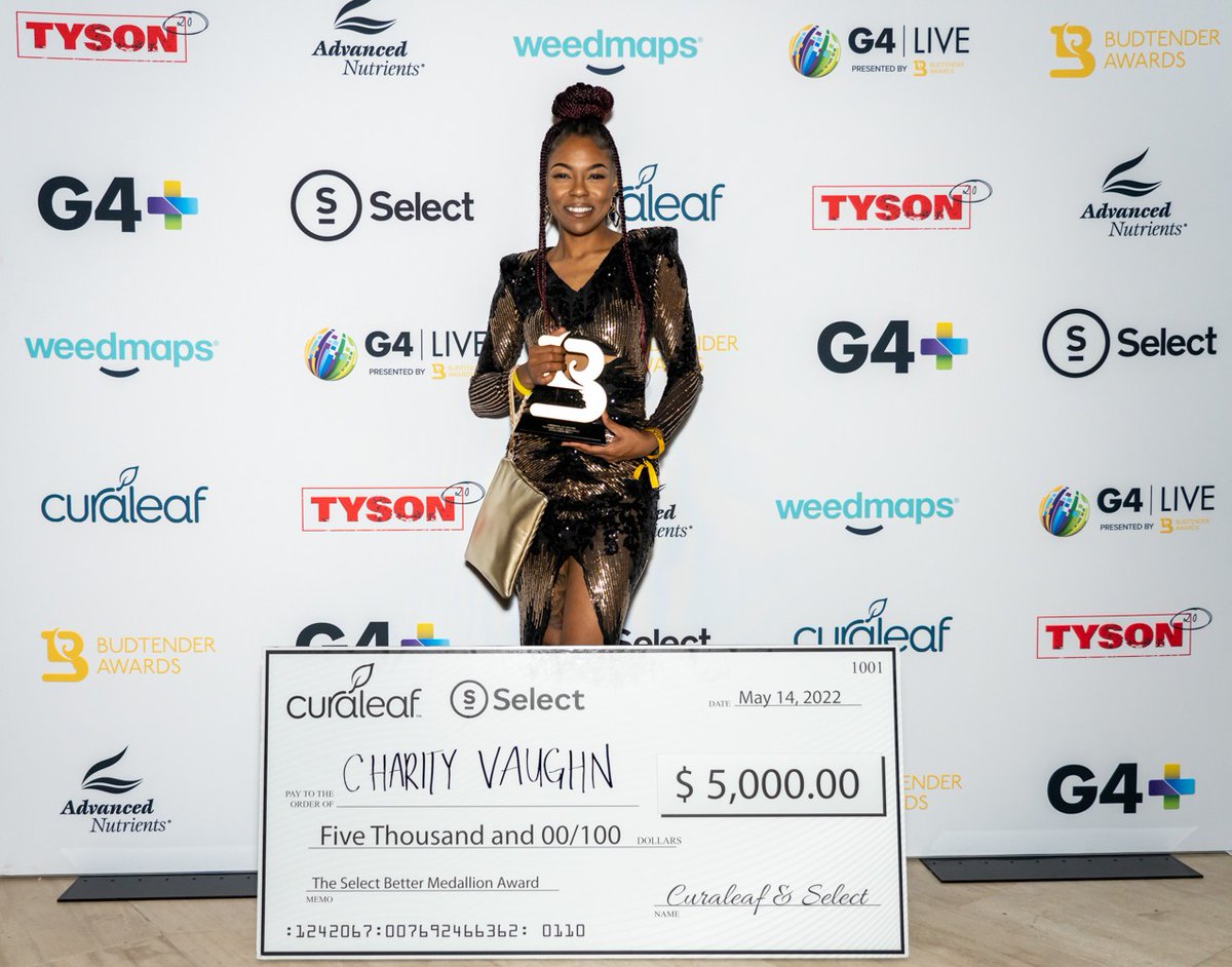 Congratulations to @blacksunshin333 for winning the Medallion award sponsored by @Select_Better! 🎖 #BudtenderAwards #G4Live <a href="/BudtenderAwards/">BudtenderAwards</a>