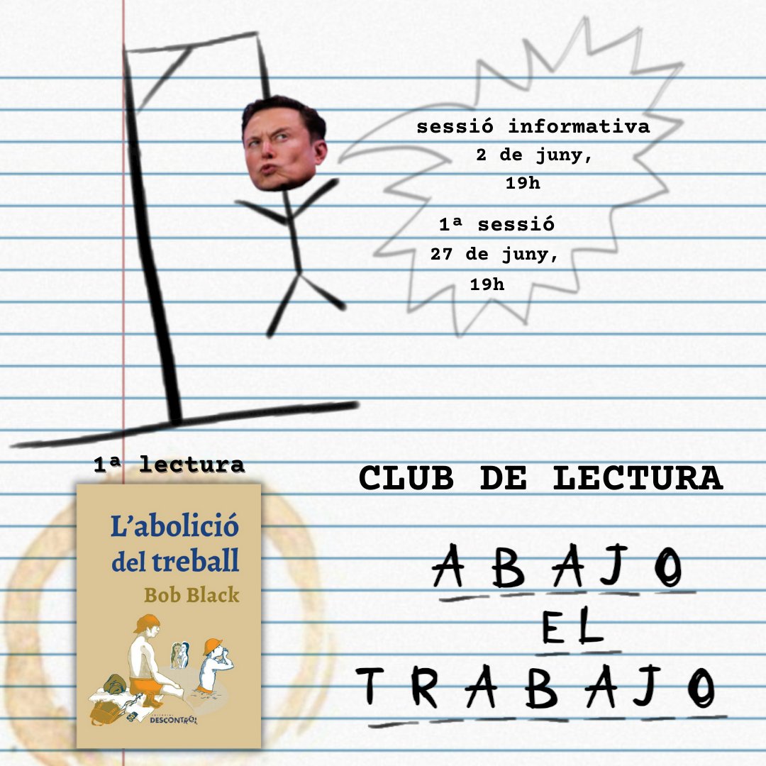 🗓️Nou club de lectura!🗓️
Aquest dijous sessió informativa del club de lectura que totes estàveu esperant..."¡Abajo el trabajo!", i ben aviat, més novetats!