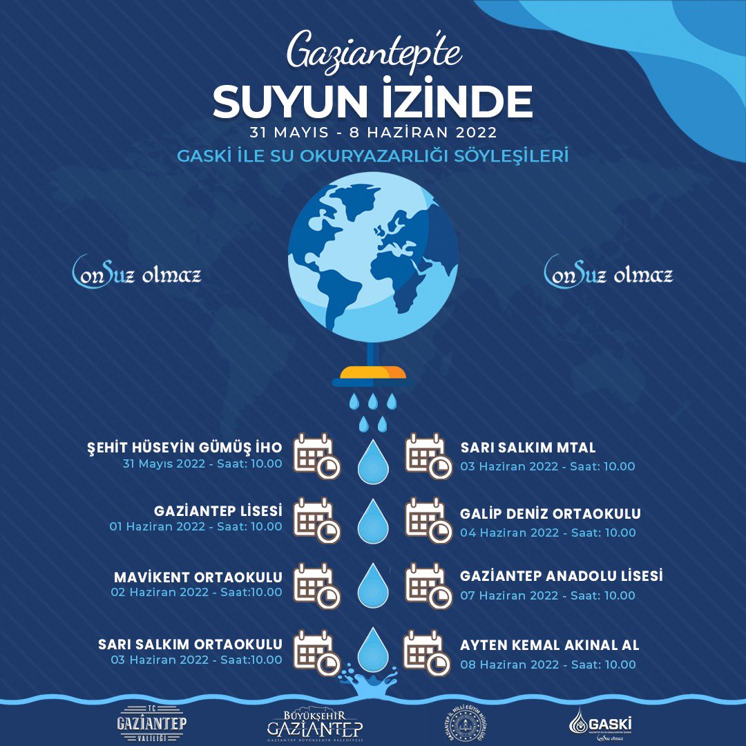 Gaziantep İl Millî Eğitim Müdürlüğü (@gaziantep_mem) on Twitter photo Öğrencilerimizin su farkındalıklarını arttırmak, yarınlara bilinçli nesiller yetiştirebilmek amacı ile Müdürlüğümüz ve Gaski Genel Müdürlüğü iş birliğinde ''Gaziantep'te Suyun İzinden '' projesini hayata geçiriyoruz.
<a href="/tcmeb/">Millî Eğitim Bakanlığı</a> <a href="/gul_davut/">Davut GÜL</a> <a href="/GaziantepBeld/">Gaziantep Büyükşehir</a> <a href="/GaskiKurumsal/">GASKİ GENELMÜDÜRLÜĞÜ</a> <a href="/yasintepe/">Yasin TEPE</a> Öğrencilerimizin su farkındalıklarını arttırmak, yarınlara bilinçli nesiller yetiştirebilmek amacı ile Müdürlüğümüz ve Gaski Genel Müdürlüğü iş birliğinde ''Gaziantep'te Suyun İzinden '' projesini hayata geçiriyoruz.
<a href="/tcmeb/">Millî Eğitim Bakanlığı</a> <a href="/gul_davut/">Davut GÜL</a> <a href="/GaziantepBeld/">Gaziantep Büyükşehir</a> <a href="/GaskiKurumsal/">GASKİ GENELMÜDÜRLÜĞÜ</a> <a href="/yasintepe/">Yasin TEPE</a>