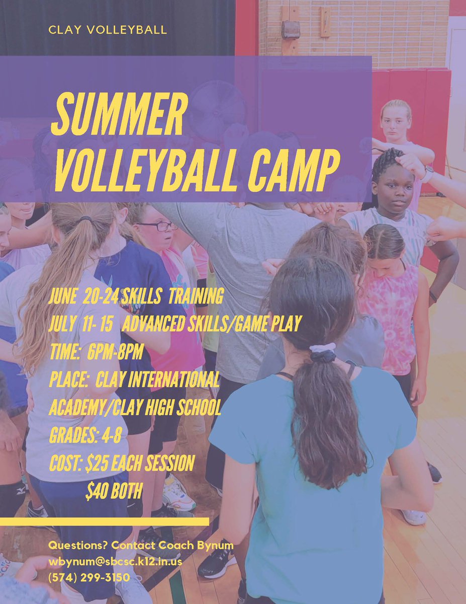 Sign up for <a href="/SBClayHigh/">SB Clay High School Official</a> Summer Volleyball Camp today!