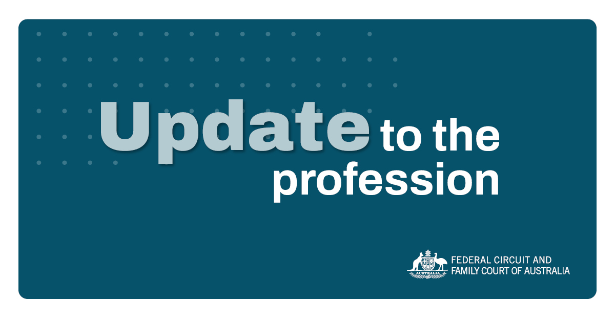 Update to the Profession: Operational matters in the family law jurisdiction following the 1 September 2021 reforms. See: fcfcoa.gov.au/fl/profession-…