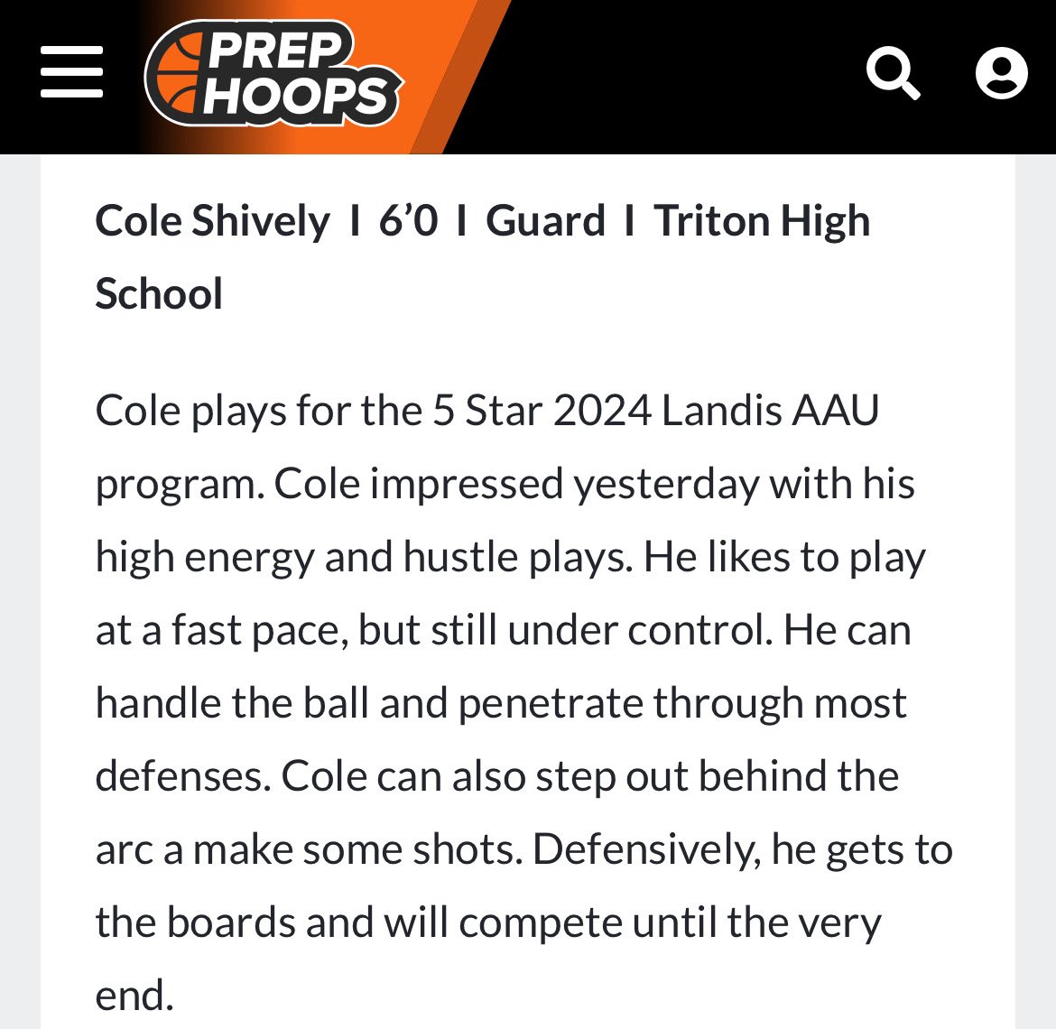 Cole had a solid spring for us and continued to play really well this past weekend in Columbus. Averaged 20.75ppg over 4 games. An ultra fierce competitor that has been a key to our well balanced squad. <a href="/ColeShively3/">Cole Shively</a> <a href="/TrojanBaskets/">Triton Basketball</a> <a href="/PrepHoopsIN/">Prep Hoops Indiana</a> <a href="/PrepHoops/">Prep Hoops 🏀</a> <a href="/PHCircuit/">Prep Hoops Circuit 🏀</a>
