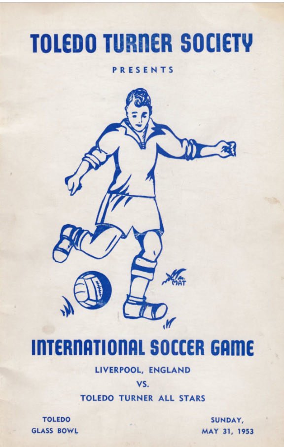 toledovillafc's tweet image. OTD in 1953, the Toledo Turners faced off with the world famous Liverpool FC at the Glass Bowl! Liverpool understandably ran out 10-3 winners on the day. Liverpool legend Bob Paisley even played for Liverpool on the day. We’d love to host a big int'l team in a friendly someday!