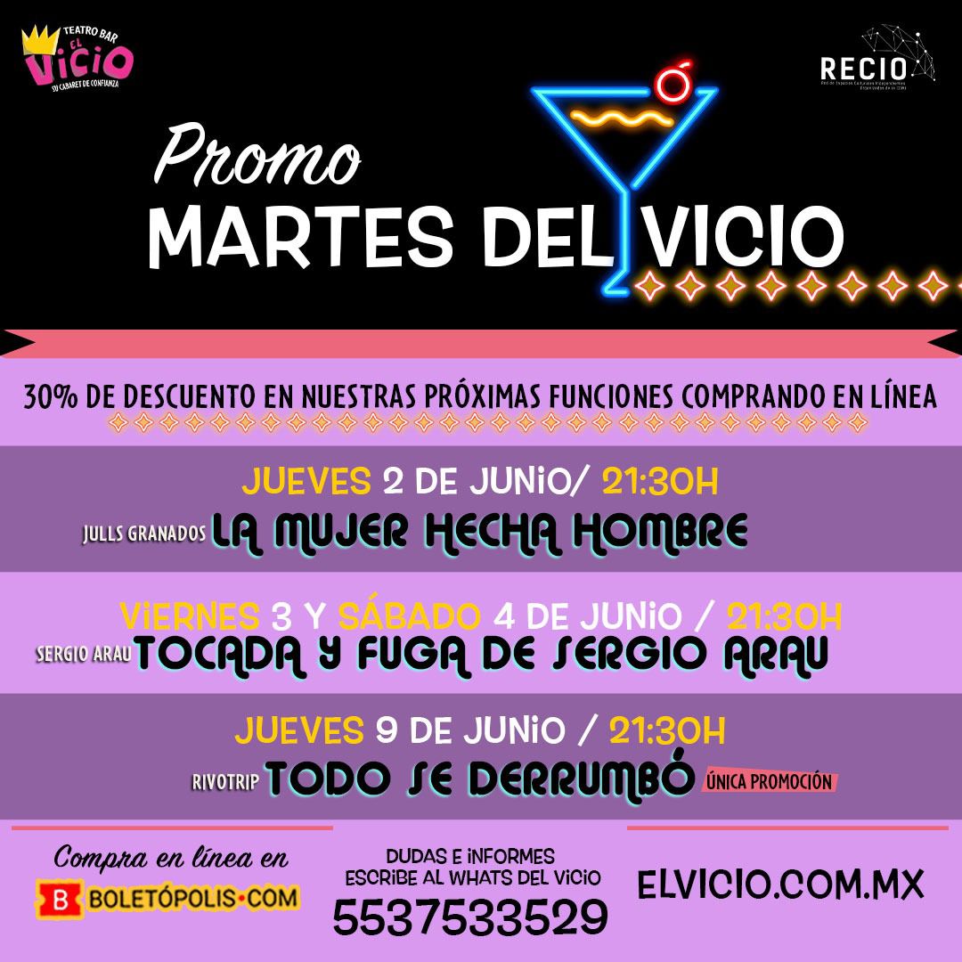 ¿Estás list@ para vivir lo clásico al estilo <a href="/ArauSergio/">Sergio Arau</a>? Disfruta su show totalmente en vivo "Tocada y Fuga" este 2 y 3 de Junio en el <a href="/elvicioteatro/">Teatro Bar El Vicio</a> 🎶

¡Compra tus boletos 🎟️ en línea y recibe un 30% de descuento ¡SOLO HOY‼️
Link aquí! 👉🏼mtr.bio/sergio-arau